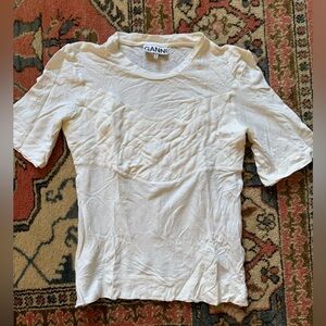 Ganni Off-White Quilted Top